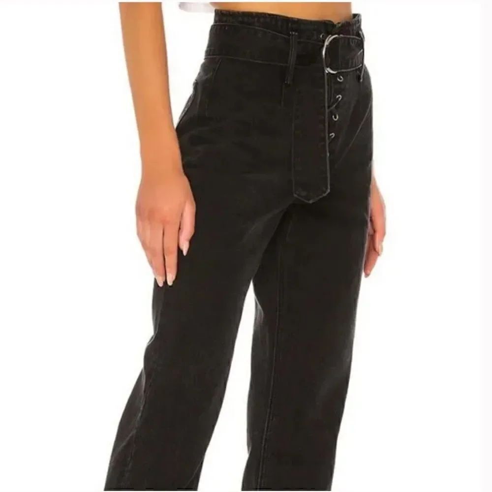 NWTs GRLFRND Solange Black Lace Tie Up Jeans in Remote Control Size 31 - Picture 3 of 11
